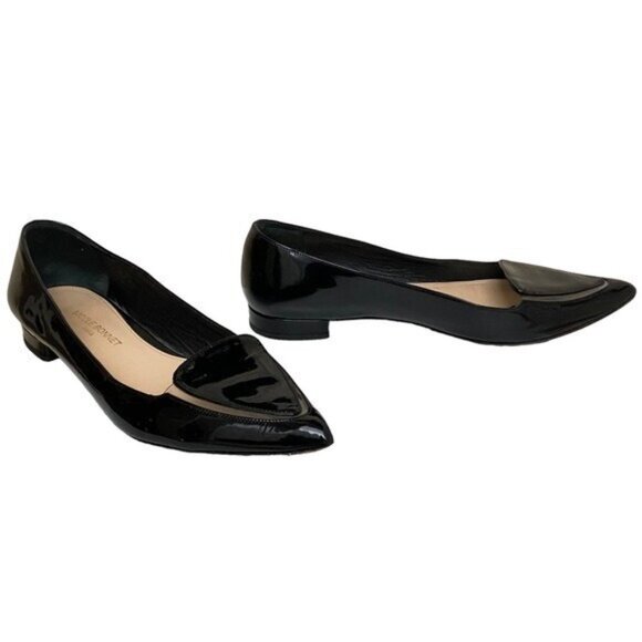 Nicole Bonnet Paris Black Patent Pointy Leather Flats Size 8 - Picture 3 of 7